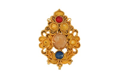 Lot 377 - A GOLDEN HORDE BEJEWELLED GOLD FILIGREE PECTORAL
