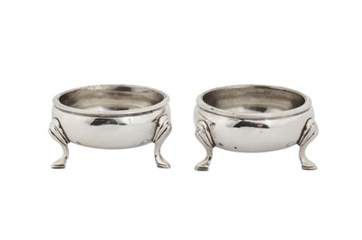 Lot 301 - A rare pair of mid-18th century American Colonial silver salts, Philadelphia circa 1742 by Elias Boudinot (1706 – 1770)