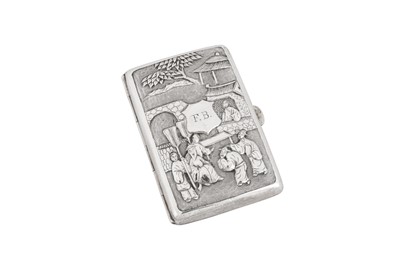 Lot 163 - An early 20th century Chinese Export unmarked silver cigarette case, Canton circa 1920