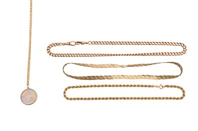 Lot 1033 - A GROUP OF 9CT GOLD CHAINS