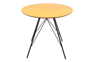 Lot 1804 - A CONTEMPORARY CIRCULAR OAK EIFFEL STYLE OCCASIONAL TABLE