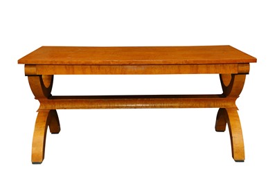 Lot 237 - A SATIN BIRCH AND KARELIAN BIRCH  BIEDERMEIER STYLE COFFEE TABLE, 20TH CENTURY