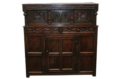 Lot 250 - A CHARLES II JOINED OAK COURT OR PRESS CUPBOARD