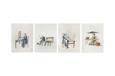 Lot 108 - A GROUP OF FOUR CHINESE 'ARTISAN WORKSHOP' EXPORT PAINTINGS