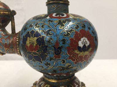 Lot 96 - *AMENDMENT* A VERY RARE CHINESE CLOISONNÉ 'LOTUS' KUNDIKA
