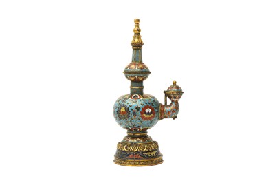 Lot 96 - *AMENDMENT* A VERY RARE CHINESE CLOISONNÉ 'LOTUS' KUNDIKA