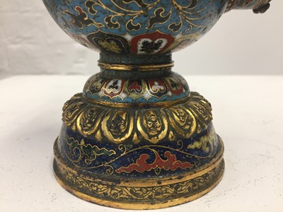 Lot 96 - *AMENDMENT* A VERY RARE CHINESE CLOISONNÉ 'LOTUS' KUNDIKA