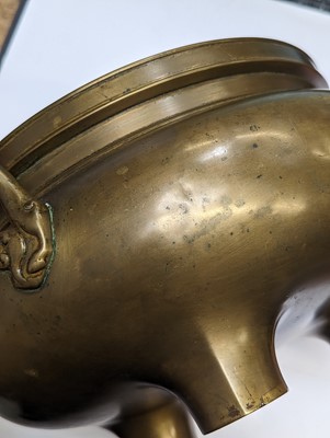 Lot 42 - A CHINESE BRONZE TRIPOD CENSER