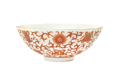 Lot 132 - A CHINESE IRON-RED 'LOTUS SCROLL' FOLIATE BOWL