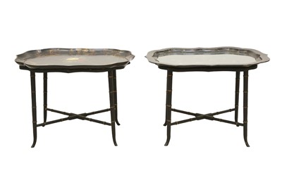 Lot 294 - TWO PAPIER MACHE JAPANNED TRAYS, CIRCA 1820S
