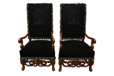 Lot 1424 - A GOOD PAIR OF LOUIS XIV STYLE ARMCHAIRS