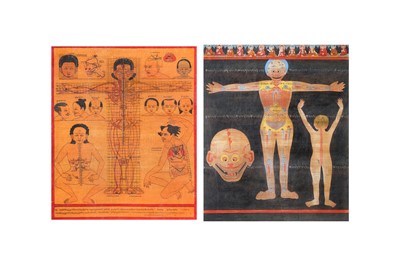 Lot 344 - TWO TIBETAN MEDICAL THANGKAS