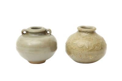 Lot 841 - TWO CHINESE CELADON-GLAZED JARLETS