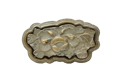 Lot 581 - A CHINESE PAKTONG 'PEONY' ORNAMENT