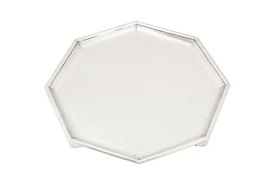 Lot 298 - A George V Art Deco sterling silver salver, Birmingham 1934 by Elkington and Co