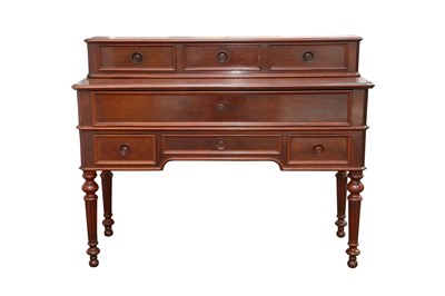 Lot 253 - A FRENCH PLUM PUDDING MAHOGANY SECRETAIRE, LATE 19TH CENTURY