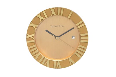 Lot 87 - A TIFFANY & CO ATLAS BRASS TABLE CLOCK