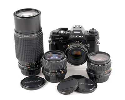 Lot 159 - Pentax Super A 4-Lens Outfit in Domke Bag.