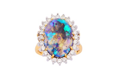 Lot 35 - AN OPAL AND DIAMOND CLUSTER RING, CIRCA 1996