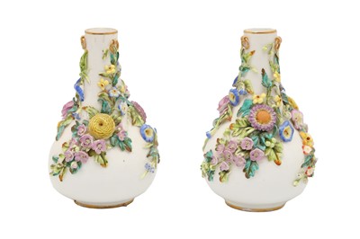 Lot 199 - A PAIR OF MEISSEN-STYLE PORCELAIN VASES