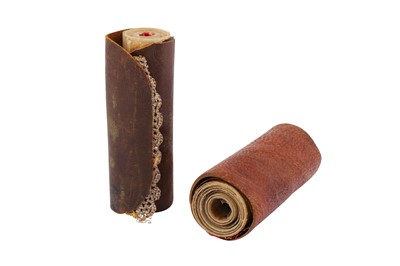 Lot 339 - TWO RELIGIOUS SCROLLS WITH ASHURA PILGRIMAGE PRAYERS