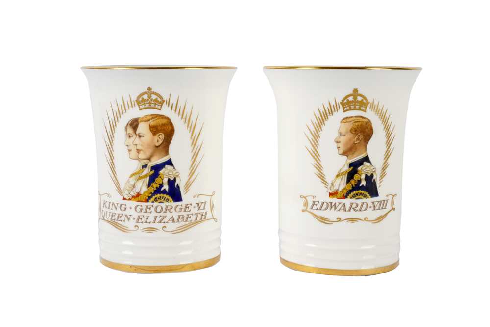 Lot 44 - TWO MINTON BONE CHINA COMMEMORATIVE BEAKERS