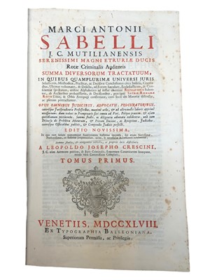 Lot 8 - Law.- Sabellico (Marco Antonio)