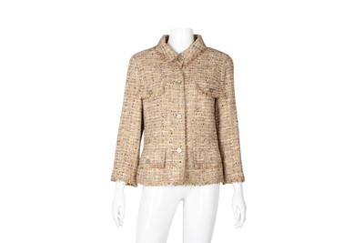 Lot 288 - Chanel Beige Boucle Pocket Jacket -  Size 44