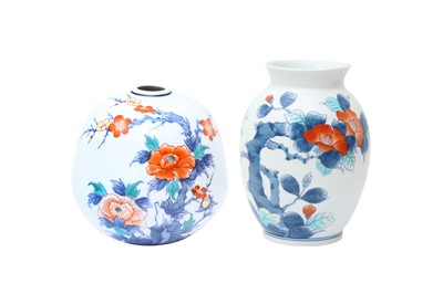Lot 244 - TWO JAPANESE IRO-NABESHIMA STYLE ARITA VASES