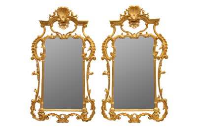 Lot 215 - A PAIR OF VICTORIAN STYLE CARVED GILT-WOOD MIRRORS