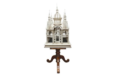 Lot 230 - A VICTORIAN STYLE MAHOGANY PAINTED BIRDCAGE ON STAND