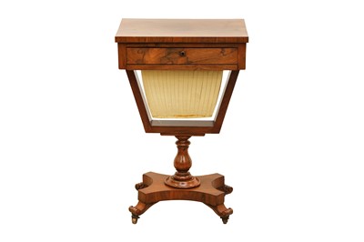 Lot 282 - A VICTORIAN ROSEWOOD SEWING TABLE