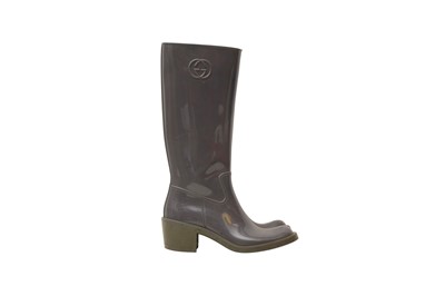 Lot 115 - Gucci Grey GG Wellington Boot - Size 40
