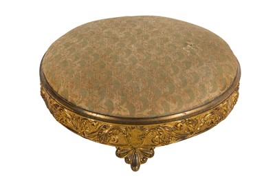 Lot 513 - AN EARLY VICTORIAN ORMOLU CIRCULAR FOOTSTOOL