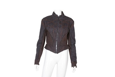 Lot 528 - Alexander McQueen Black Denim Victorian Jacket - Size 42