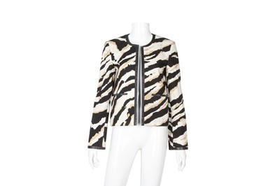 Lot 476 - Gucci Monochrome Print Open Front Jacket - Size 40