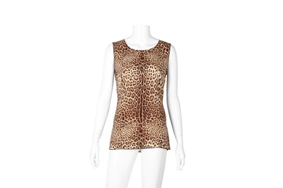 Lot 213 - Dolce & Gabbana Silk Leopard Print Shell Top - Size 42