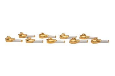Lot 110 - A SET OF NINE ROBJ PORCELAIN KNIFE RESTS