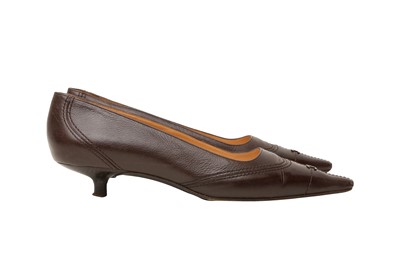 Lot 50 - Chanel Brown CC Kitten Heeled Pump - Size 36