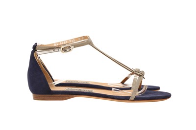 Lot 401 - Salvatore Ferragamo Midnight Bernina Flat Sandal - Size UK 3.5