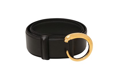 Lot 398 - Cartier Black Panther Buckle Belt - Size 80