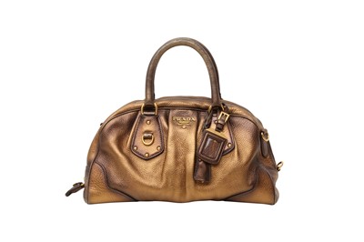 Lot 570 - A PRADA MWTALLIC BRONZE VITELLO BOWLER BAG