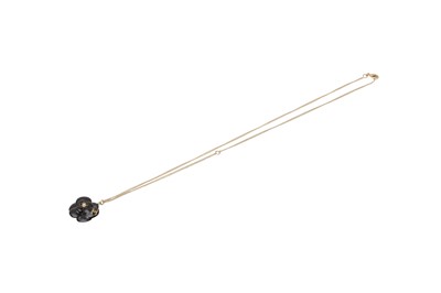 Lot 407 - Chanel Black Camellia CC Pendant Necklace