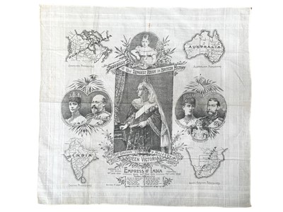 Lot 14 - HANDKERCHIEF COMMEMORATING QUEEN VICTORIA'S RECORD-BREAKING REIGN