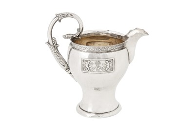 Lot 199 - An early 19th century German 13 loth (812 standard) silver milk jug, Nuremberg circa 1830