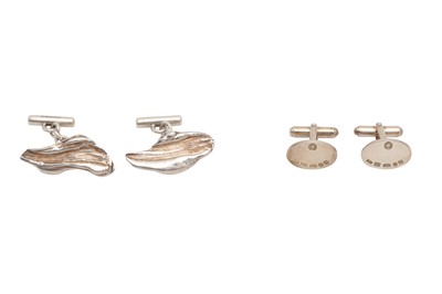 Lot 60 - TWO PAIRS OF SILVER CUFFLINKS