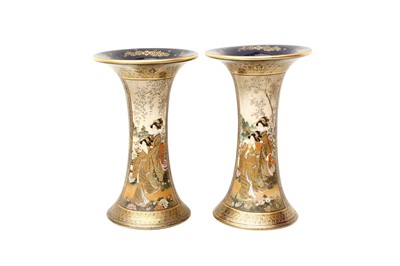 Lot 257 - PAIR OF JAPANESE SATSUMA VASES BY SENNOSUKE KUSUBE (1859 – 1941)