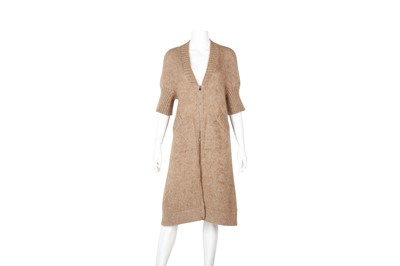 Lot 284 - Hermes Beige Mohair Long Cardigan - Size 42