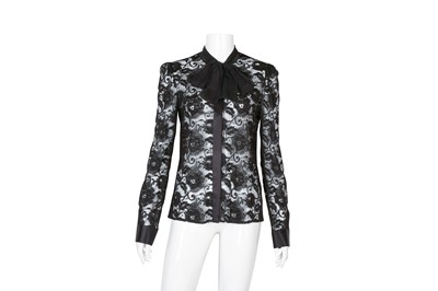 Lot 545 - Dolce & Gabbana Black Lace Pussy Bow Blouse