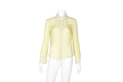 Lot 142 - Dolce & Gabbana Pale Yellow Silk Embellished Shirt - Size 40